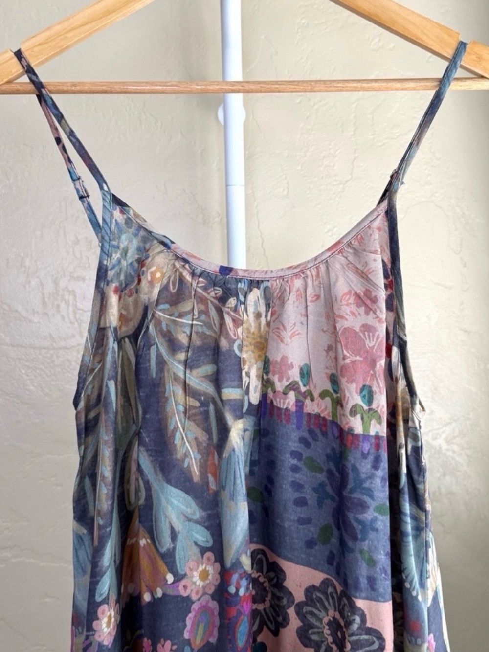 Natural Life Lizzie Midi Dress Blue Patchwork Boho Floral Medium NWT - Picture 4 of 9